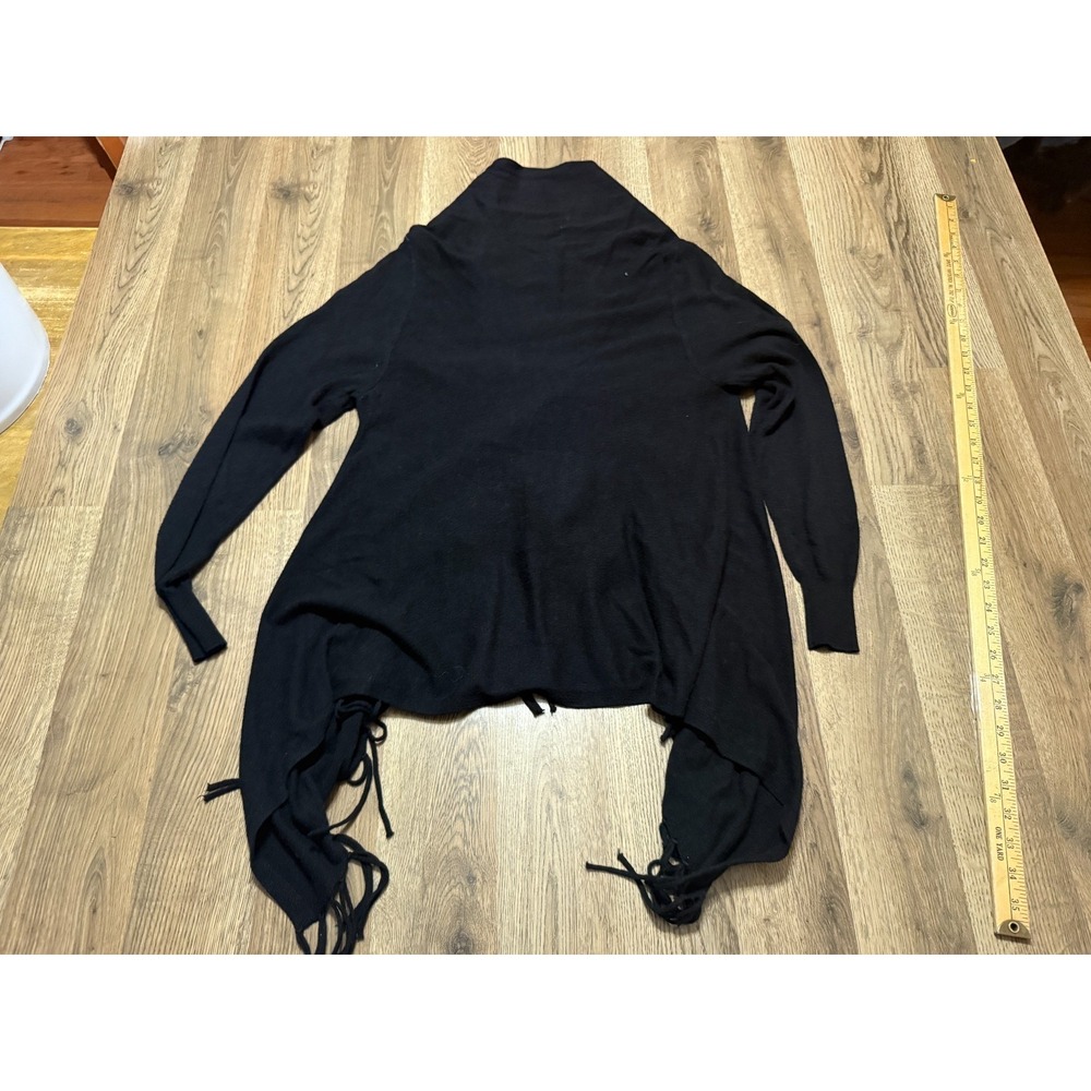 2Sable Sweater, Women's Size Small, Black, Open Cardigan, Frayed, Long Sleeve - Picture 2 of 10